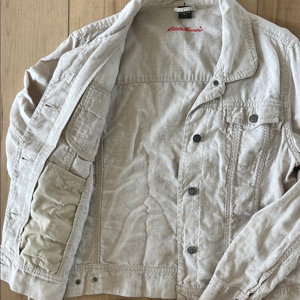 Eddie Bauer Women's Light Beige Linen Jacket - Picture 3 of 4